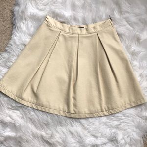 Cream Faux Leather Skirt